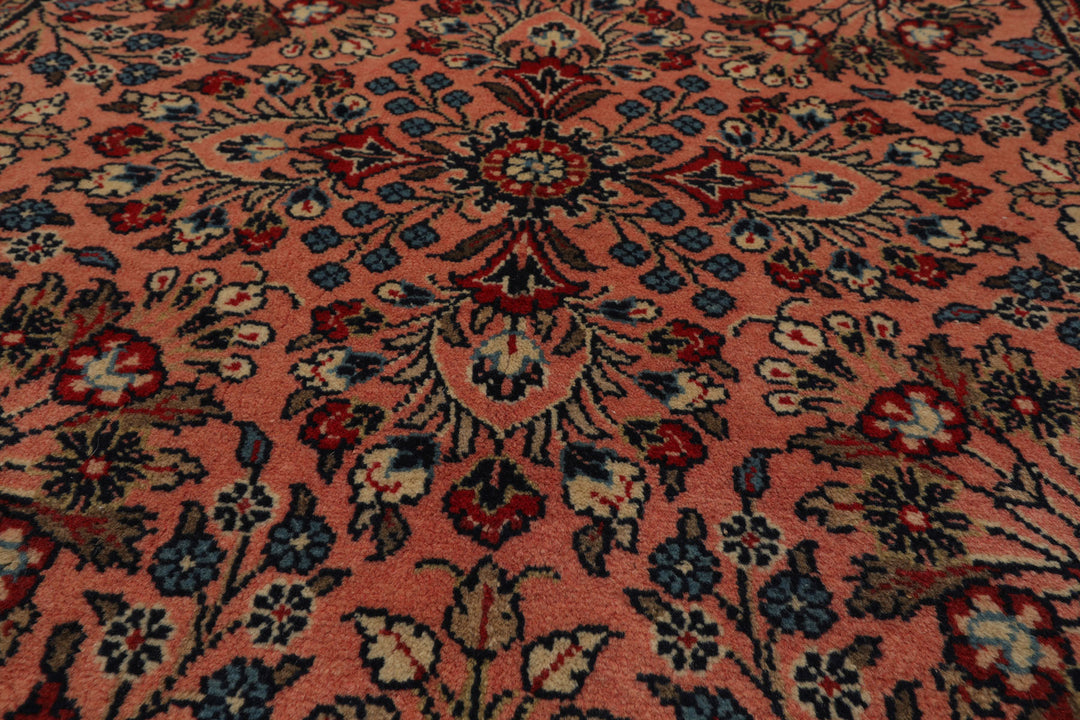 3x5 Rose, Navy, Beige Color Hand Knotted Sarouk Wool Traditional Oriental Rug