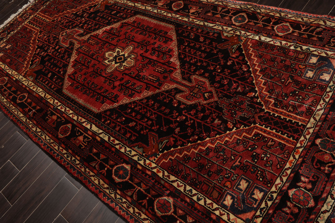 5x10 Rust, Ivory, Charcoal Color Hand Knotted Malayer Wool Traditional Oriental Rug