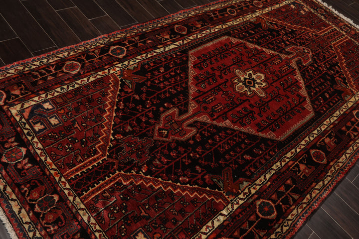5x10 Rust, Ivory, Charcoal Color Hand Knotted Malayer Wool Traditional Oriental Rug