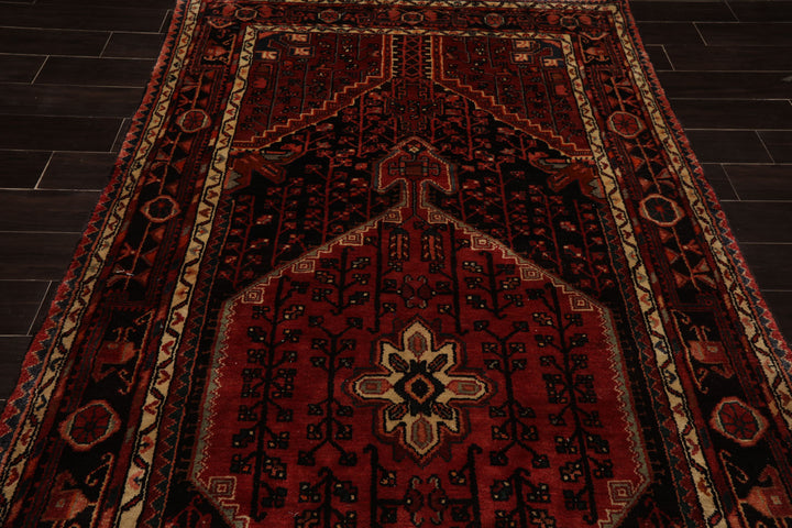 5x10 Rust, Ivory, Charcoal Color Hand Knotted Malayer Wool Traditional Oriental Rug