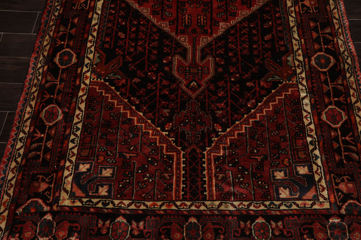 5x10 Rust, Ivory, Charcoal Color Hand Knotted Malayer Wool Traditional Oriental Rug