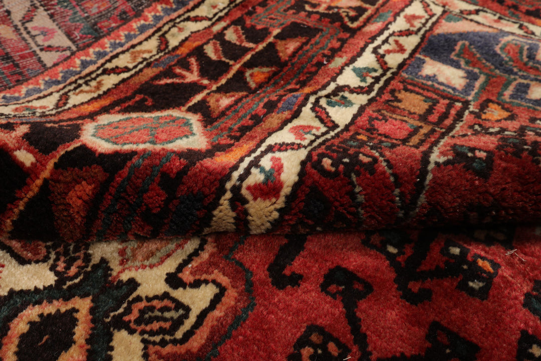 5x10 Rust, Ivory, Charcoal Color Hand Knotted Malayer Wool Traditional Oriental Rug