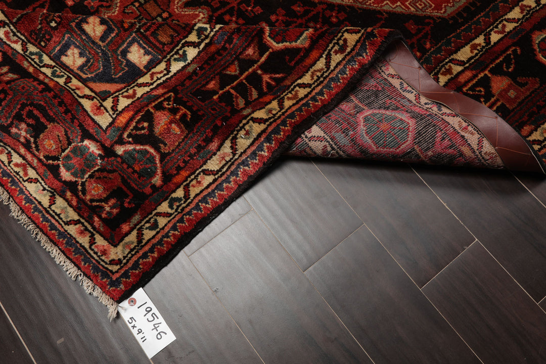 5x10 Rust, Ivory, Charcoal Color Hand Knotted Malayer Wool Traditional Oriental Rug