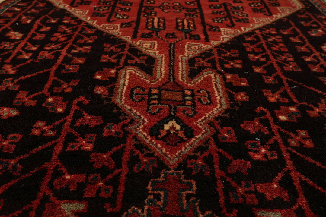 5x10 Rust, Ivory, Charcoal Color Hand Knotted Malayer Wool Traditional Oriental Rug