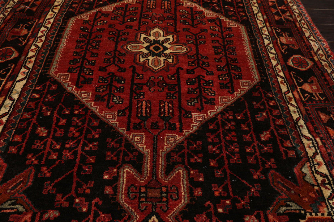 5x10 Rust, Ivory, Charcoal Color Hand Knotted Malayer Wool Traditional Oriental Rug