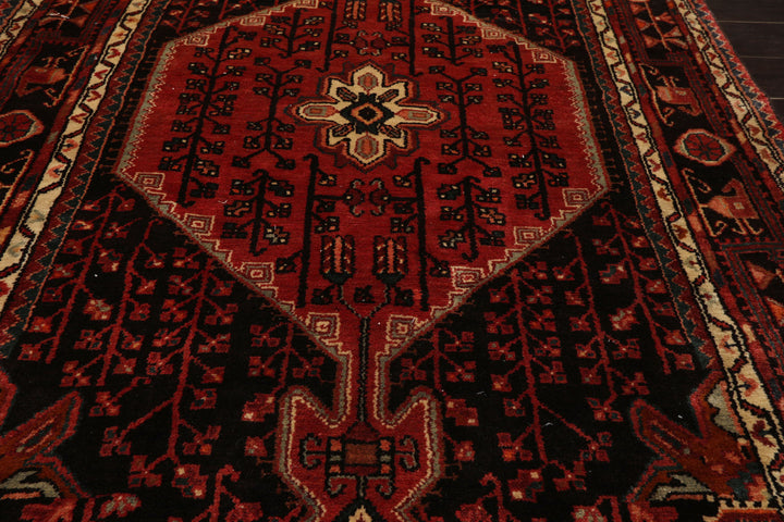 5x10 Rust, Ivory, Charcoal Color Hand Knotted Malayer Wool Traditional Oriental Rug