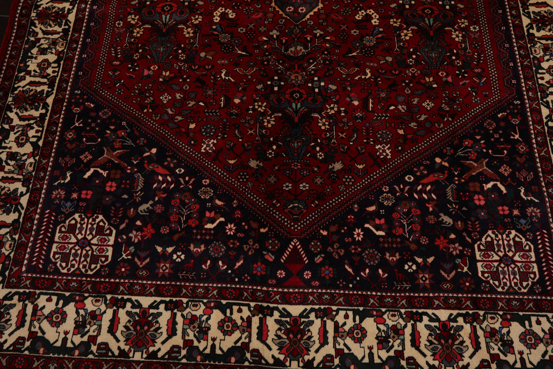 6x9 Red, Navy, Ivory Color Hand Knotted Joshican Abaden Wool Traditional Oriental Rug