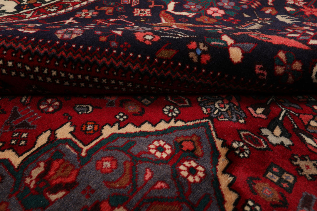 6x9 Red, Navy, Ivory Color Hand Knotted Joshican Abaden Wool Traditional Oriental Rug