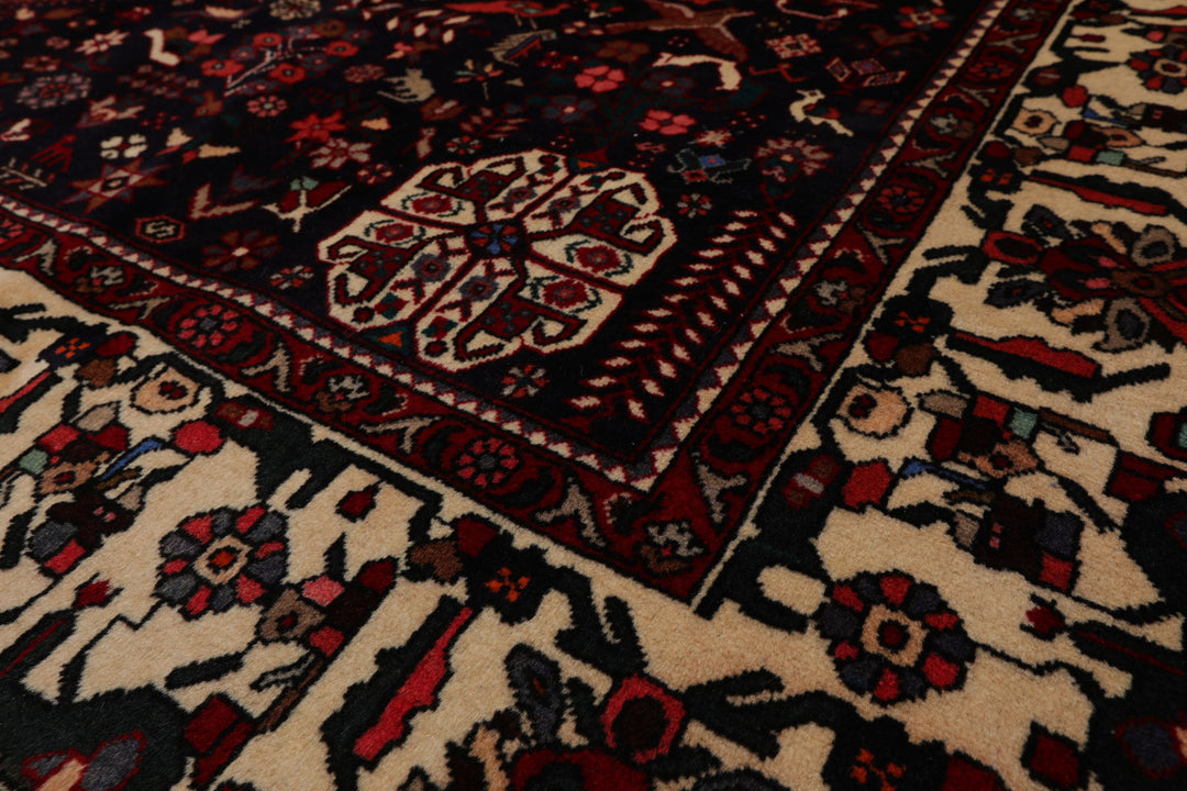 6x9 Red, Navy, Ivory Color Hand Knotted Joshican Abaden Wool Traditional Oriental Rug