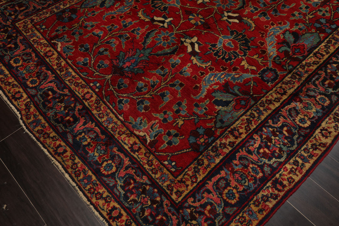 6x9 Red, navy, Beige Color Hand Knotted Tabriz Old Wool Traditional Oriental Rug