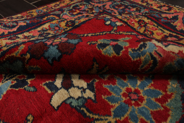 6x9 Red, navy, Beige Color Hand Knotted Tabriz Old Wool Traditional Oriental Rug