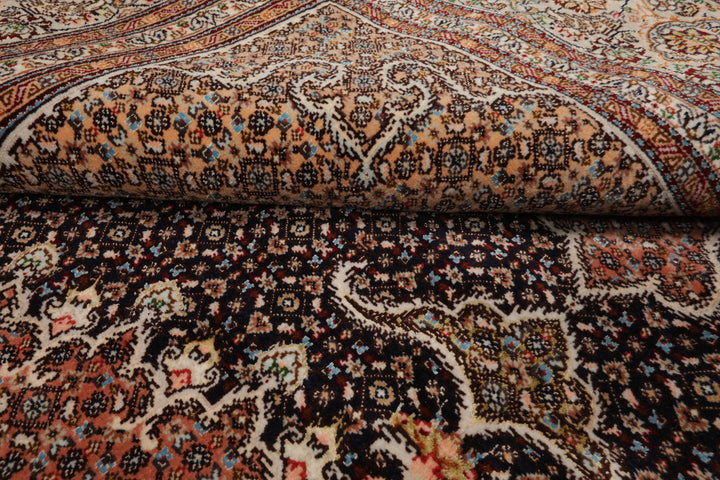 8x11 Midnight Blue, Ivory, Rose Color Hand Knotted Tabriz Wool Traditional Oriental Rug