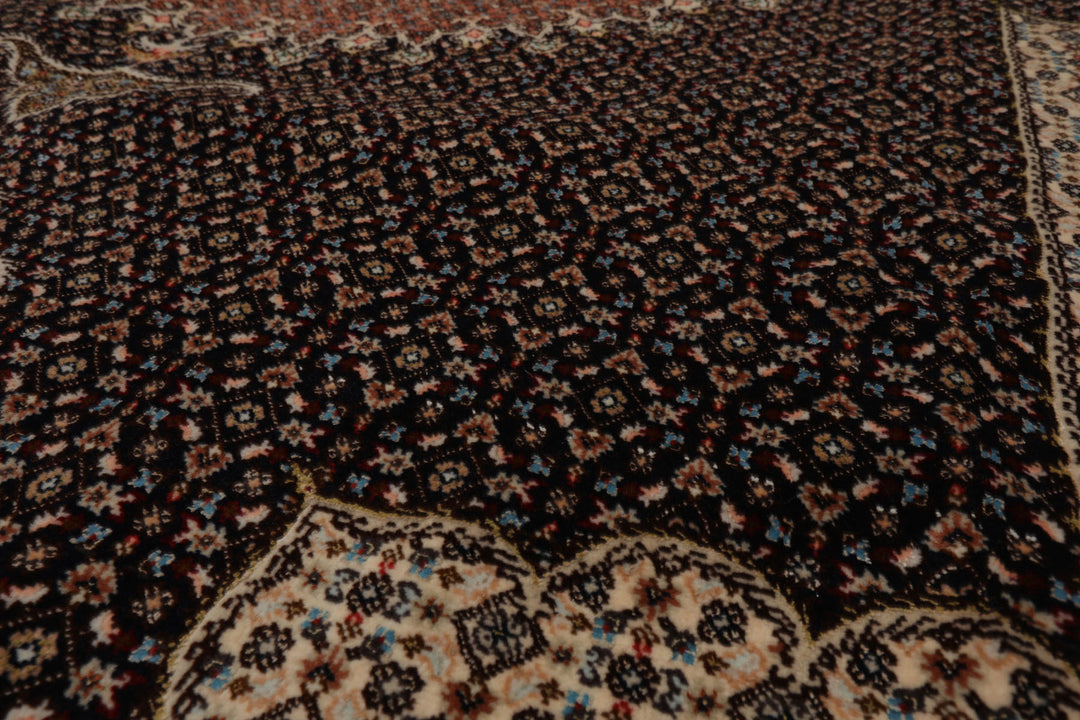 8x11 Midnight Blue, Ivory, Rose Color Hand Knotted Tabriz Wool Traditional Oriental Rug