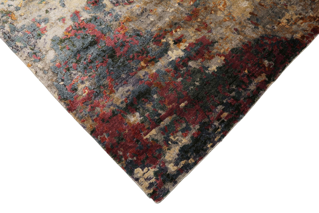 6x9 Gray, Lavender, Plum Color Hand Knotted Sherpa Bamboo Silk Modern Oriental Rug