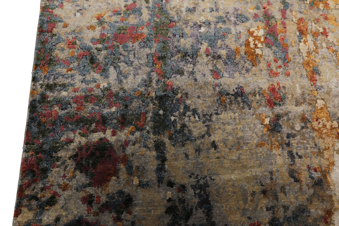 6x9 Gray, Lavender, Plum Color Hand Knotted Sherpa Bamboo Silk Modern Oriental Rug