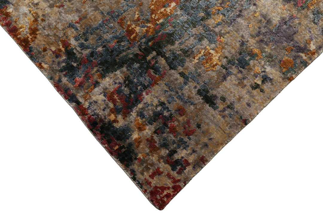 6x9 Gray, Lavender, Plum Color Hand Knotted Sherpa Bamboo Silk Modern Oriental Rug