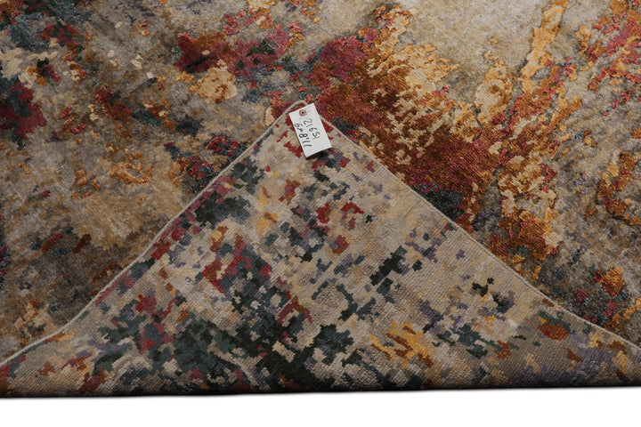 6x9 Gray, Lavender, Plum Color Hand Knotted Sherpa Bamboo Silk Modern Oriental Rug
