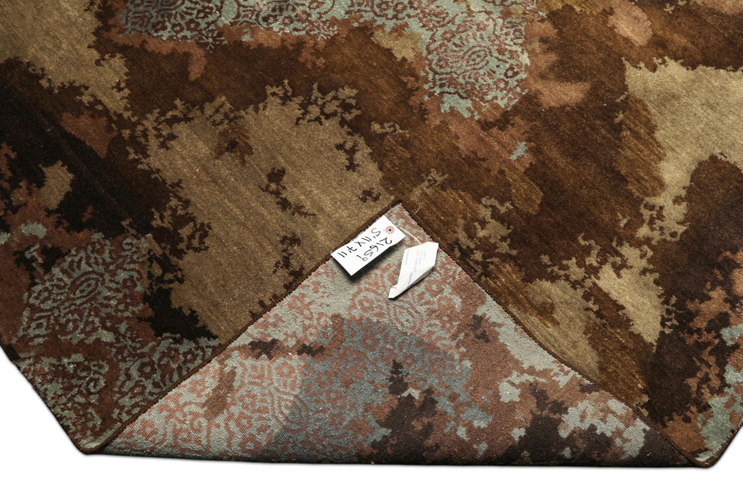 5x8 Brown, Blue, Teal Color Hand Knotted Sherpa Bamboo Silk &amp; Wool Modern Oriental Rug