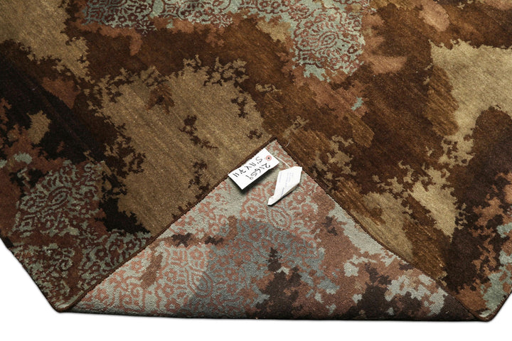 5x8 Brown, Blue, Teal Color Hand Knotted Sherpa Bamboo Silk &amp; Wool Modern Oriental Rug