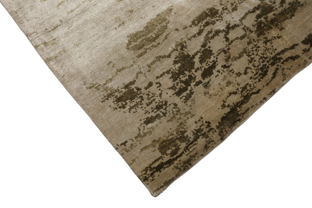 6x9 Beige, Tan, Olive Color Hand Knotted Sherpa Bamboo Silk Modern Oriental Rug