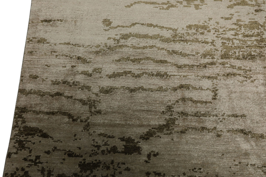 6x9 Beige, Tan, Olive Color Hand Knotted Sherpa Bamboo Silk Modern Oriental Rug