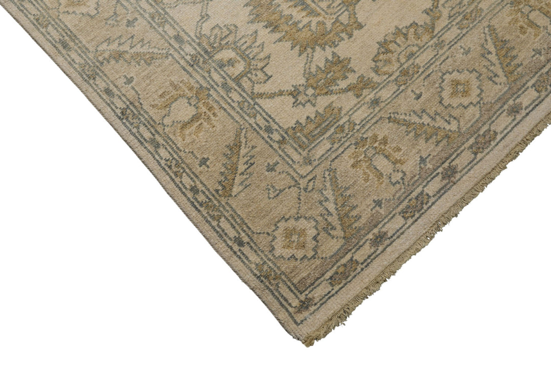 6x9 Beige, Slate, Brown Color Hand Knotted Oushak Wool Traditional Oriental Rug