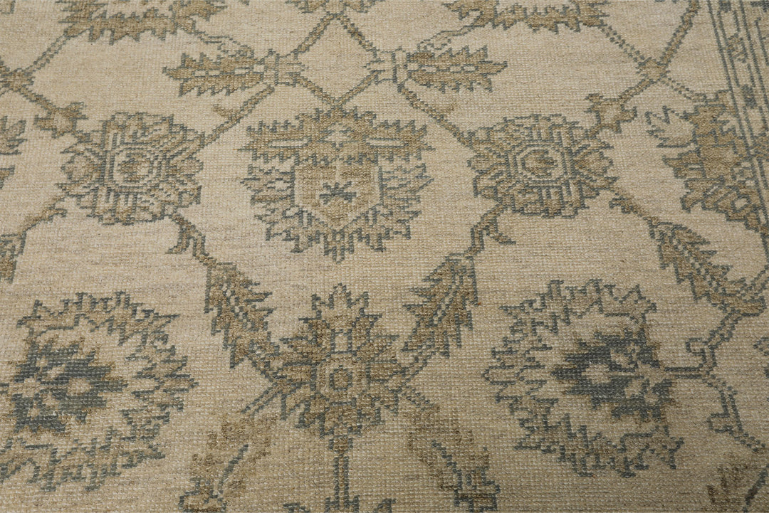 6x9 Beige, Slate, Brown Color Hand Knotted Oushak Wool Traditional Oriental Rug
