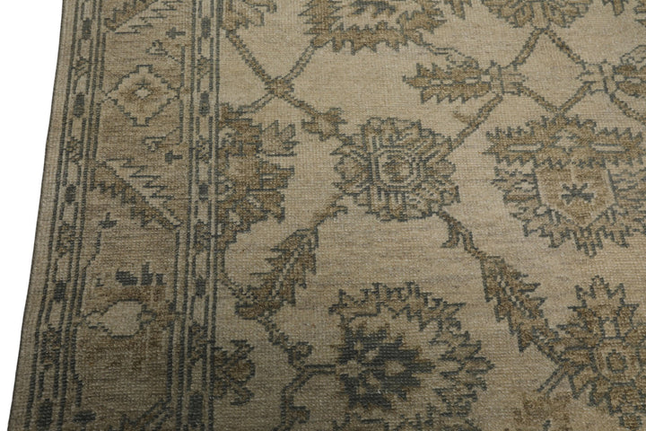 6x9 Beige, Slate, Brown Color Hand Knotted Oushak Wool Traditional Oriental Rug