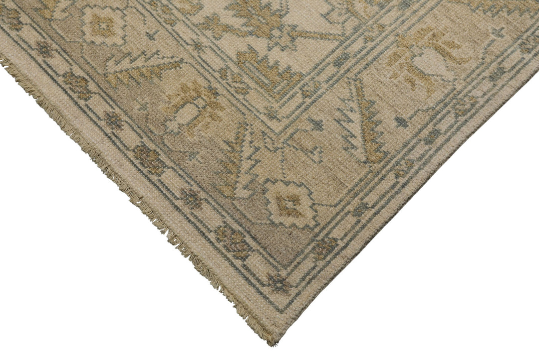 6x9 Beige, Slate, Brown Color Hand Knotted Oushak Wool Traditional Oriental Rug