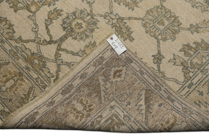 6x9 Beige, Slate, Brown Color Hand Knotted Oushak Wool Traditional Oriental Rug