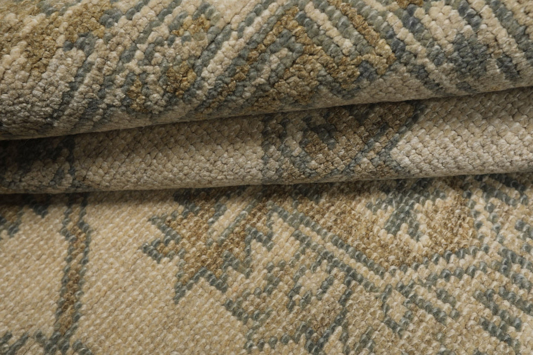 6x9 Beige, Slate, Brown Color Hand Knotted Oushak Wool Traditional Oriental Rug