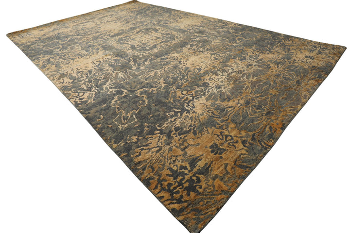 6x9 Gray, Slate, Caramel Color Hand Knotted Sherpa Bamboo Silk &amp; Wool Modern Oriental Rug
