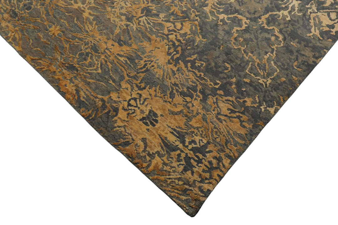 6x9 Gray, Slate, Caramel Color Hand Knotted Sherpa Bamboo Silk &amp; Wool Modern Oriental Rug