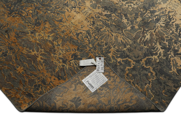 6x9 Gray, Slate, Caramel Color Hand Knotted Sherpa Bamboo Silk &amp; Wool Modern Oriental Rug