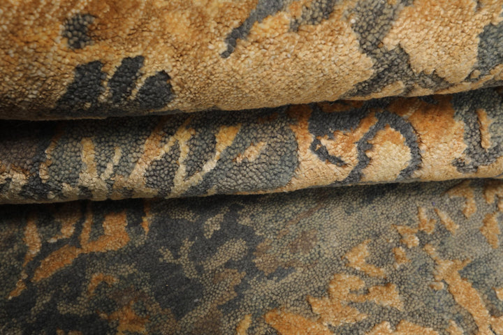 6x9 Gray, Slate, Caramel Color Hand Knotted Sherpa Bamboo Silk &amp; Wool Modern Oriental Rug