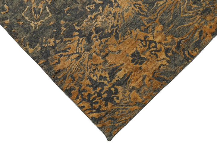 6x9 Gray, Slate, Caramel Color Hand Knotted Sherpa Bamboo Silk &amp; Wool Modern Oriental Rug