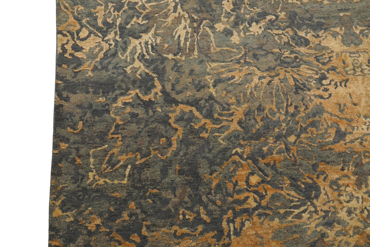 6x9 Gray, Slate, Caramel Color Hand Knotted Sherpa Bamboo Silk &amp; Wool Modern Oriental Rug
