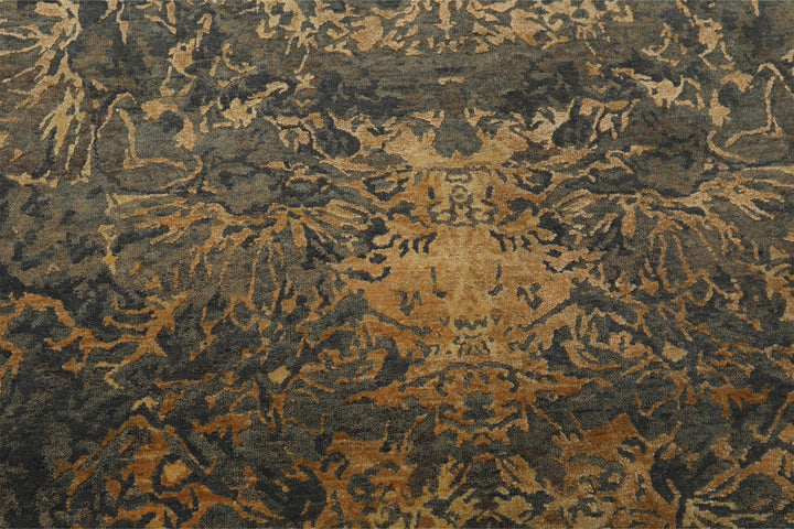 6x9 Gray, Slate, Caramel Color Hand Knotted Sherpa Bamboo Silk &amp; Wool Modern Oriental Rug