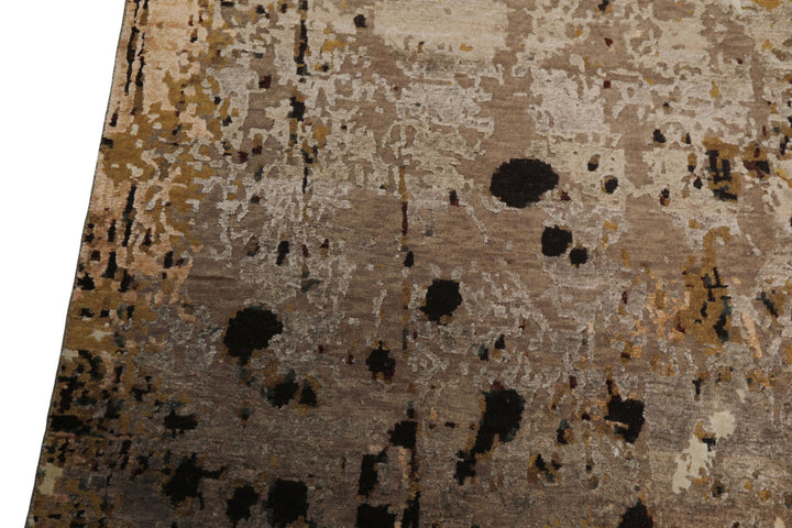 6x9 Brown, Gold, Blue Color Hand Knotted Sherpa Bamboo Silk &amp; Wool Modern Oriental Rug