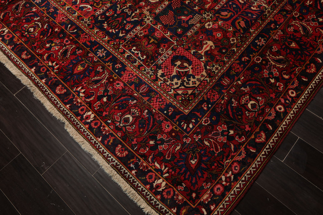 10x13 Red, Rust, Ivory Color Hand Knotted Bakhtiari Wool Traditional Oriental Rug