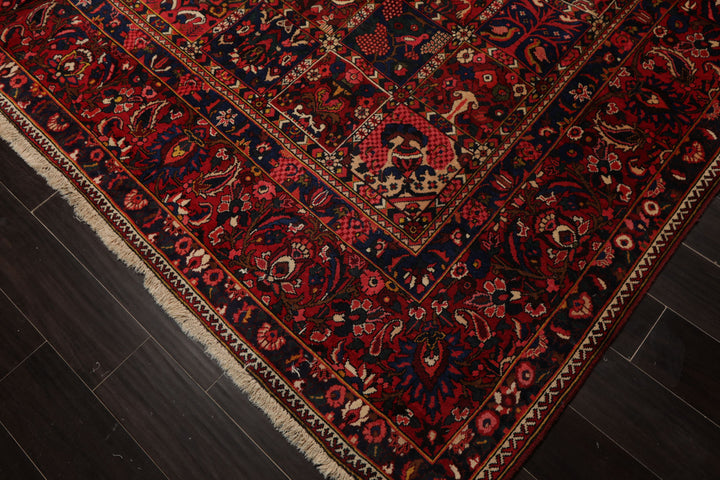 10x13 Red, Rust, Ivory Color Hand Knotted Bakhtiari Wool Traditional Oriental Rug