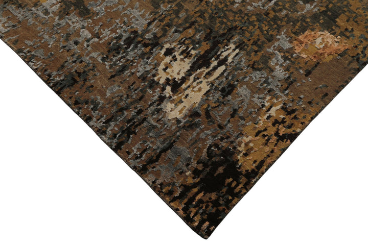 6x9 Brown, Gold, Blue Color Hand Knotted Sherpa Bamboo Silk &amp; Wool Modern Oriental Rug