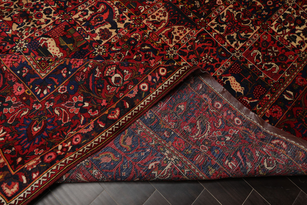 10x13 Red, Rust, Ivory Color Hand Knotted Bakhtiari Wool Traditional Oriental Rug