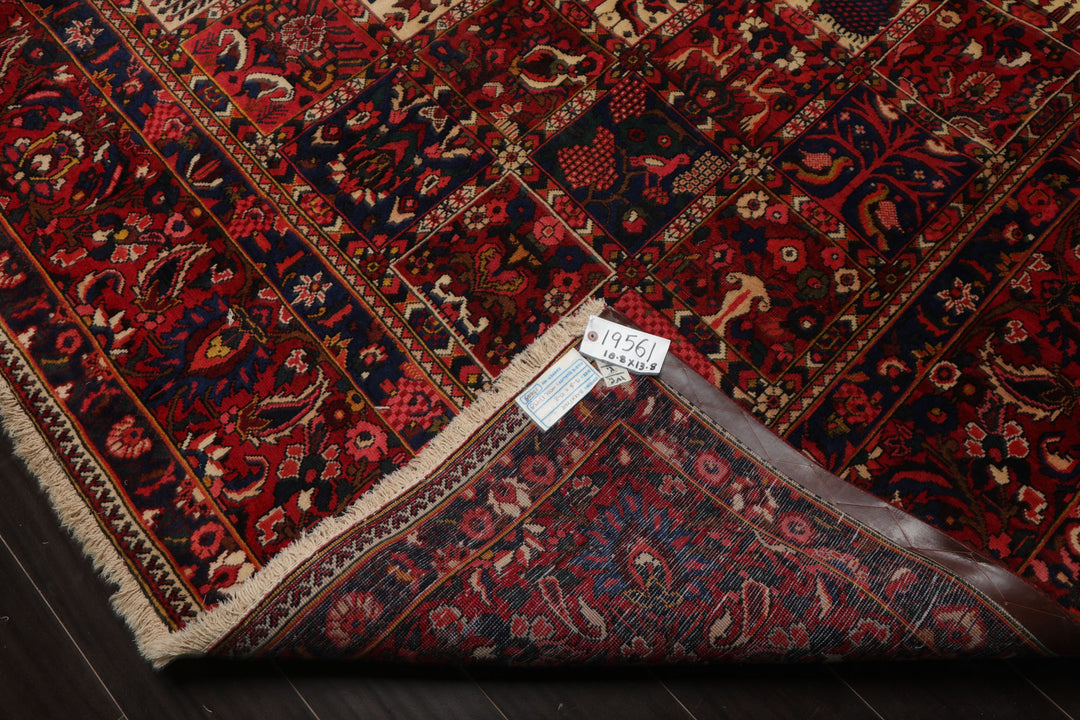 10x13 Red, Rust, Ivory Color Hand Knotted Bakhtiari Wool Traditional Oriental Rug