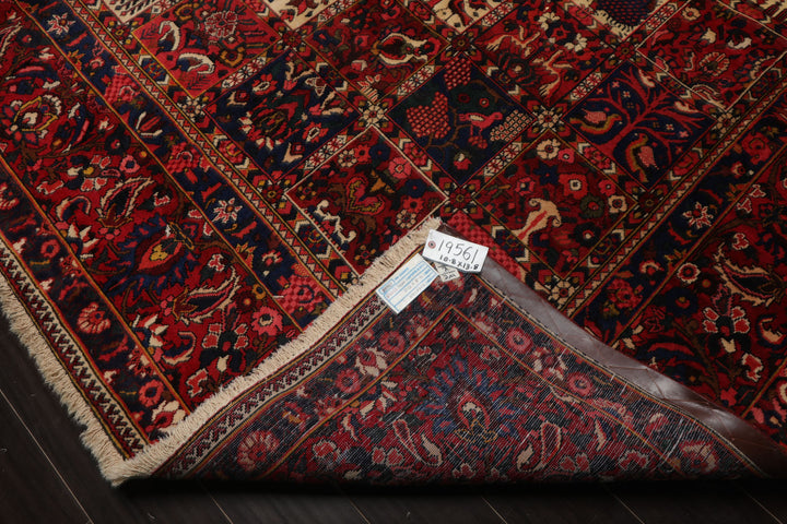 10x13 Red, Rust, Ivory Color Hand Knotted Bakhtiari Wool Traditional Oriental Rug