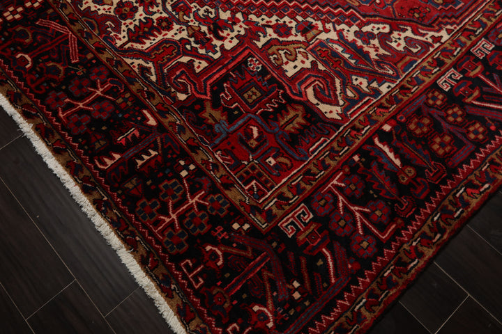 10x12 Red, Charcoal, Blue Color Hand Knotted Heriz Wool Traditional Oriental Rug