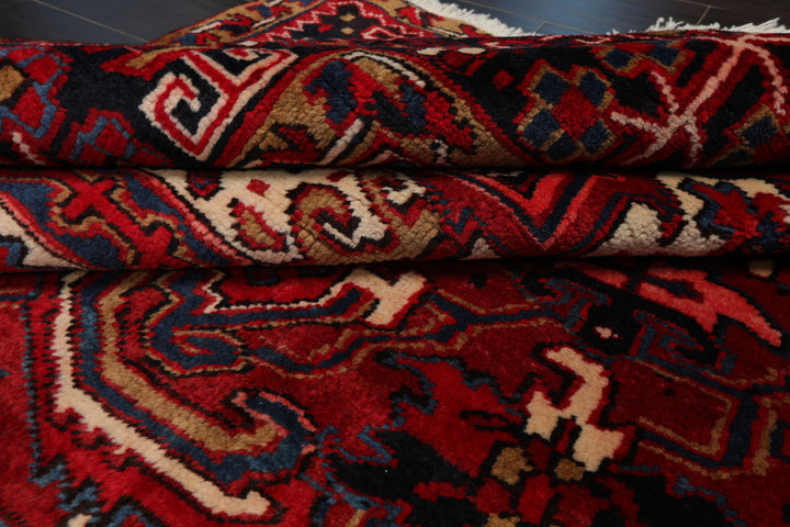 10x12 Red, Charcoal, Blue Color Hand Knotted Heriz Wool Traditional Oriental Rug