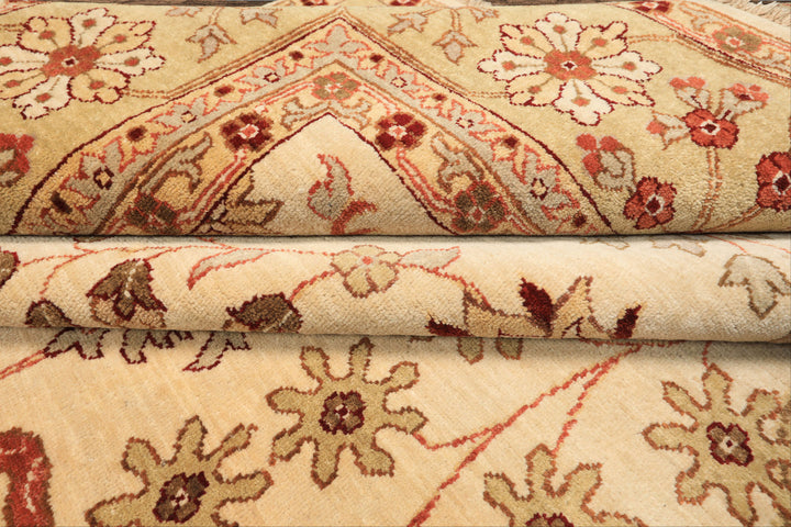 9x12 Beige, Sage, Rust Color Hand Knotted Chobi Peshawar Wool Traditional Oriental Rug