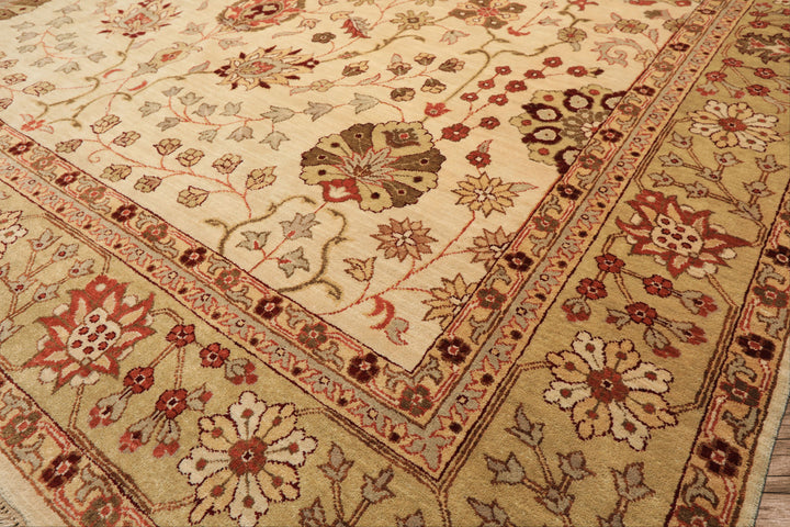 9x12 Beige, Sage, Rust Color Hand Knotted Chobi Peshawar Wool Traditional Oriental Rug