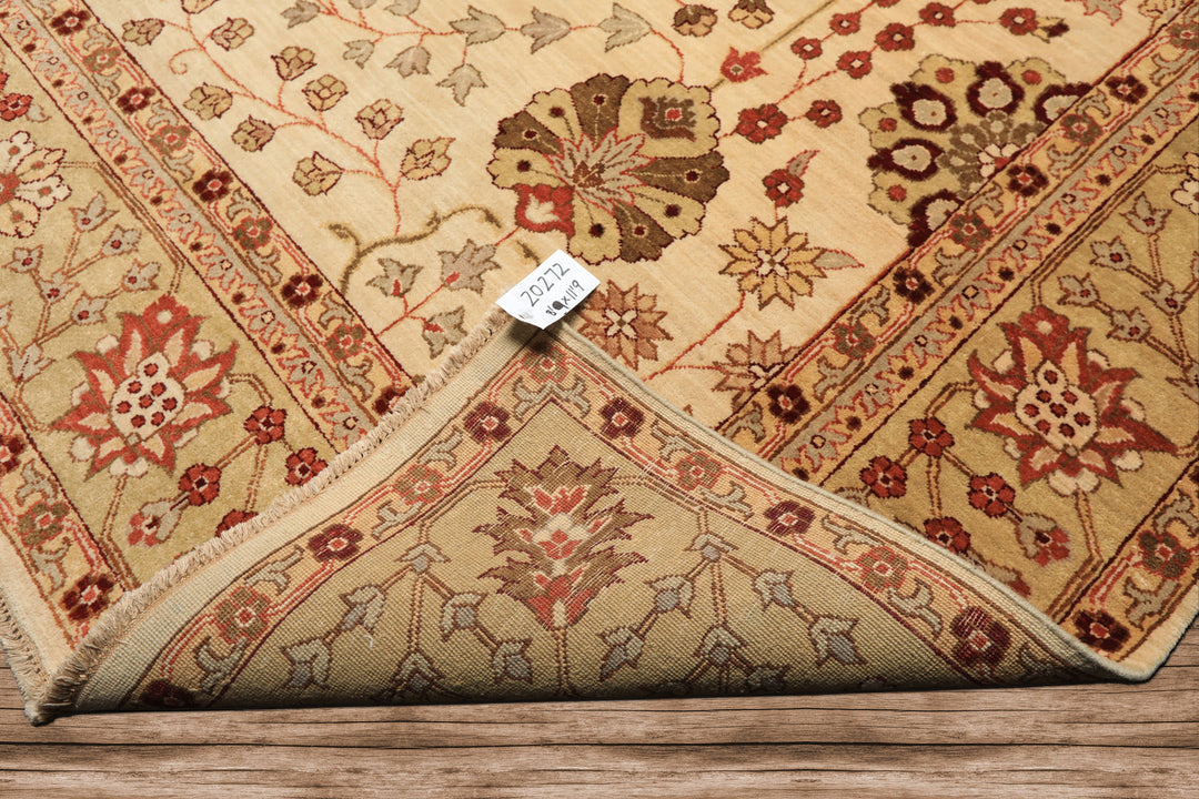 9x12 Beige, Sage, Rust Color Hand Knotted Chobi Peshawar Wool Traditional Oriental Rug